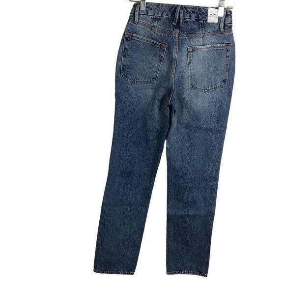 Good American 00 Good 90’s Icon Straight Leg High Rose Distressed Knee Jeans in - Picture 4 of 10